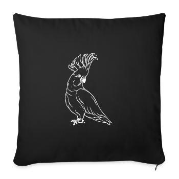 cacatoès portrait oiseau dessin - Housse de coussin décorative 45 x 45 cm - noir - Devant