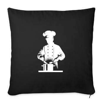 Chef de cuisine et Portrait de Silhouette de cuisinier à domicile - Housse de coussin décorative 45 x 45 cm - noir - Devant