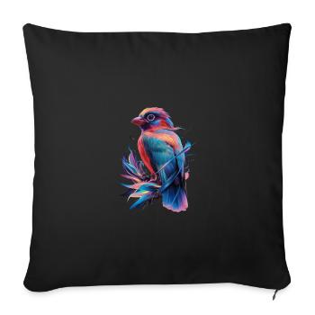 Radiant Parrot - Tropical Elegance - Sofa pillowcase 17,3'' x 17,3'' (45 x 45 cm) - black - Front