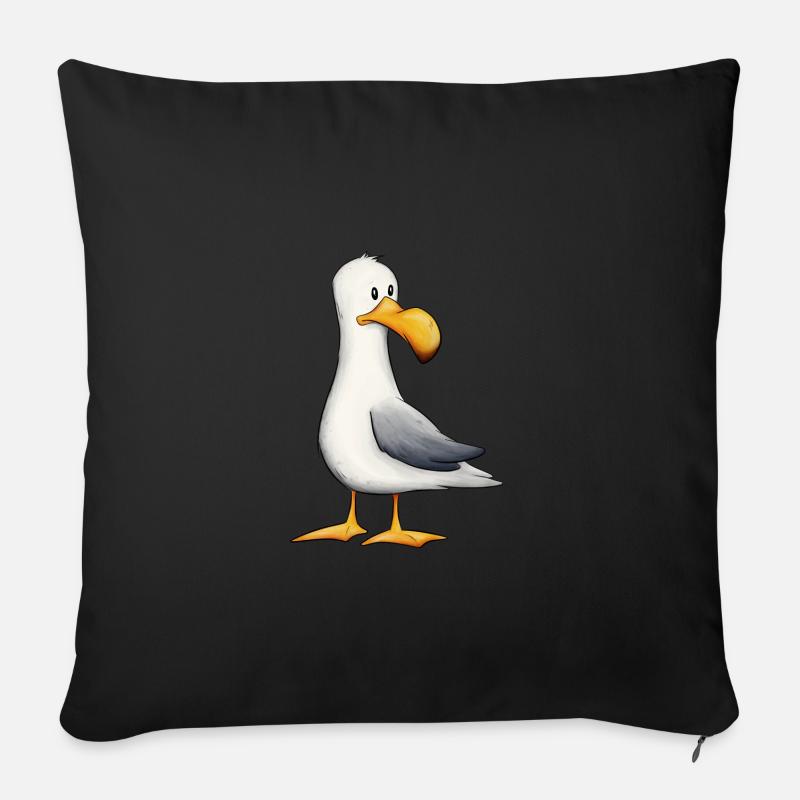 Lustige Möwe Nordsee Ostsee Meeres-Vogel - Sofakissenbezug 45 x 45 cm - Schwarz