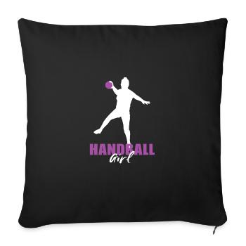 Handball Sport Mädchen spielen Handball - Sofakissenbezug 45 x 45 cm - Schwarz - Vorne