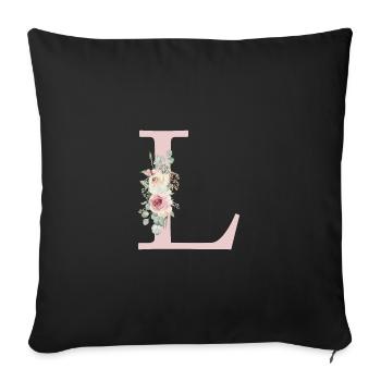 L| Monogram | Eucalyptus Pastel Flower Blue - Sofa pillowcase 17,3'' x 17,3'' (45 x 45 cm) - black - Front