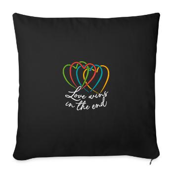 L’amour est tout. Cœurs entrelacés - Housse de coussin décorative 45 x 45 cm - noir - Devant