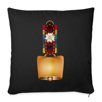 decorated cowbell and edelweiss flower - Sofa pillowcase 17,3'' x 17,3'' (45 x 45 cm) - black - Front