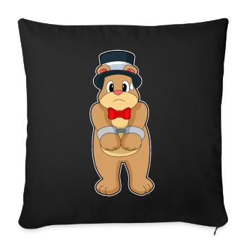 Bär Bräutigam Handschellen Hochzeit - Sofakissenbezug 45 x 45 cm - Schwarz - Vorne