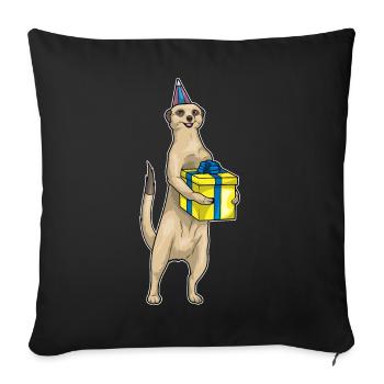 Chapeau de fête d’anniversaire suricate - Housse de coussin décorative 45 x 45 cm - noir - Devant