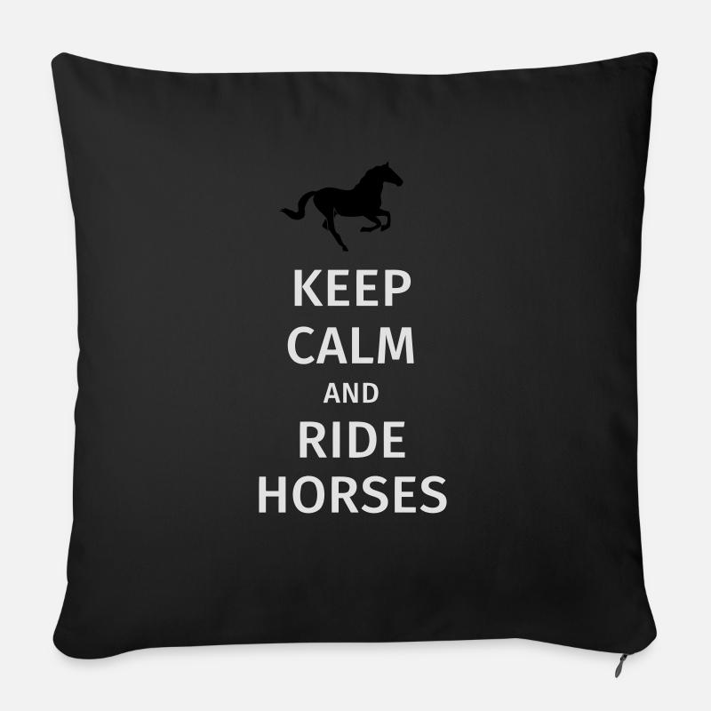 keep calm and ride horses - Housse de coussin décorative 45 x 45 cm - noir