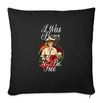 born to be free - Sofa pillowcase 17,3'' x 17,3'' (45 x 45 cm) - black - Front