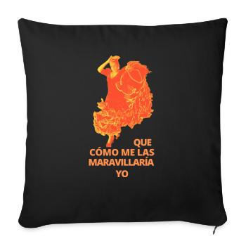 Lola Flores - Q comme je les émerveilles moi - narj - Housse de coussin décorative 45 x 45 cm - noir - Devant