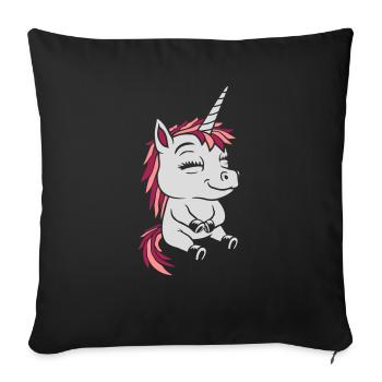 Comic little seated unicorn - Sofa pillowcase 17,3'' x 17,3'' (45 x 45 cm) - black - Front