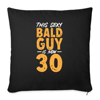 Tête chauve Calvitie Barbe Tête chauve - Housse de coussin décorative 45 x 45 cm - noir - Devant