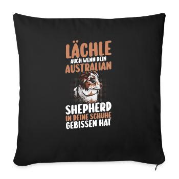Australian Shepherd Hund Aussie - Sofakissenbezug 45 x 45 cm - Schwarz - Vorne