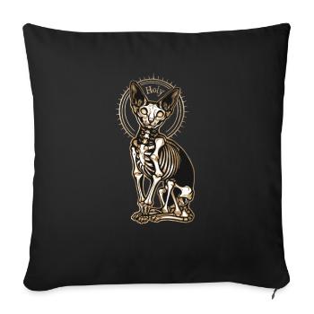 chat sphinx squelette tatouage - Housse de coussin décorative 45 x 45 cm - noir - Devant