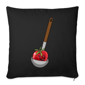 Soup Ladle Tomato Cook Cook Cook Cook - Sofa pillowcase 17,3'' x 17,3'' (45 x 45 cm) - black - Front