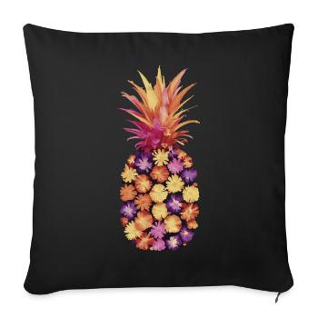 Ananas Fruit tropical hawaïen - Housse de coussin décorative 45 x 45 cm - noir - Devant