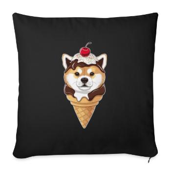 Shiba Inu drôle comme glace gaufrée - Housse de coussin décorative 45 x 45 cm - noir - Devant
