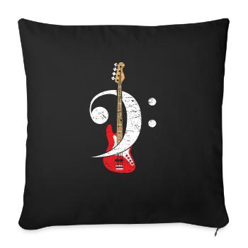 Bass Cleff Headstock - Guitare - Housse de coussin décorative 45 x 45 cm - noir - Devant