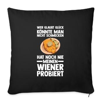 Schnitzel Wiener Wiener Geschenk - Sofakissenbezug 45 x 45 cm - Schwarz - Vorne
