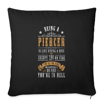 Bague Profession Piercer Needle - Housse de coussin décorative 45 x 45 cm - noir - Devant