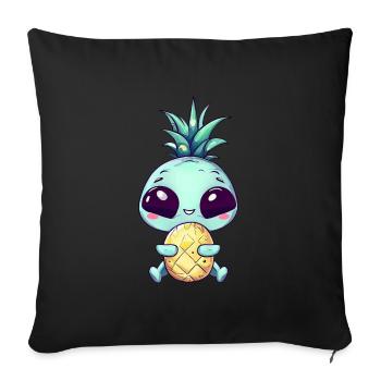 Alien avec coiffure punk ananas - Housse de coussin décorative 45 x 45 cm - noir - Devant
