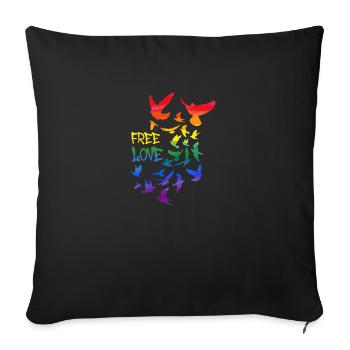 free love ,deaf ,deaf,graffiti,rainbow,LGBT - Sofa pillowcase 17,3'' x 17,3'' (45 x 45 cm) - black - Front