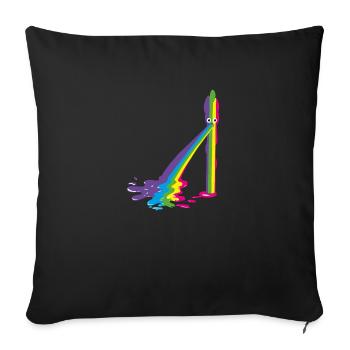 spargel, regenbogen,kotzender spargel, bunt - Sofakissenbezug 45 x 45 cm - Schwarz - Vorne