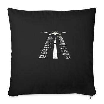 Pilot Airplane Alphabet - Phonetic Alphabet - Sofakissenbezug 45 x 45 cm - Schwarz - Vorne