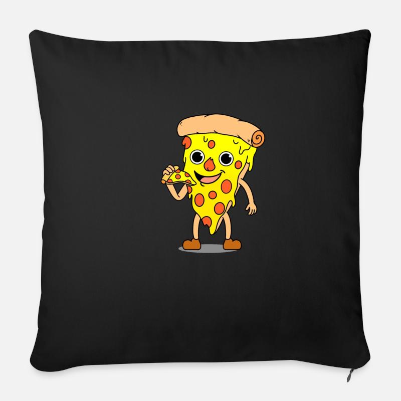 Pizza essen eine Pizza - Sofakissenbezug 45 x 45 cm - Schwarz