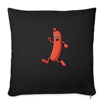 Sausage that runs - Funny illustration - Sofa pillowcase 17,3'' x 17,3'' (45 x 45 cm) - black - Front