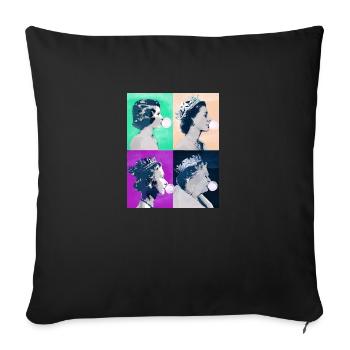 Queen II -Elizabeth England Queen,Chewing Gum,pop-art - Sofa pillowcase 17,3'' x 17,3'' (45 x 45 cm) - black - Front