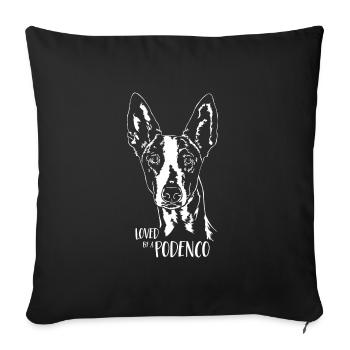 Aimé par un chien podenco Dog Saying Wilsigns - Housse de coussin décorative 45 x 45 cm - noir - Devant