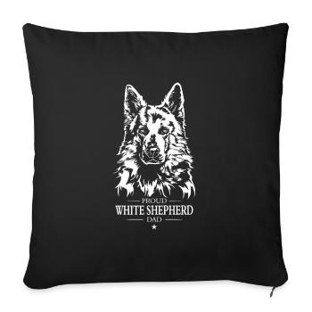 White Shepherd Dad Weißer Schäferhund Wilsigns - Sofakissenbezug 45 x 45 cm - Schwarz - Vorne