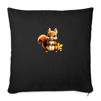 Bébé écureuil / Bébé écureuil - Housse de coussin décorative 45 x 45 cm - noir - Devant