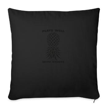 Drôle Échangiste À L’envers Ananas Sexuel - Housse de coussin décorative 45 x 45 cm - noir - Devant