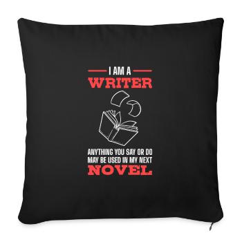 Author - Sofa pillowcase 17,3'' x 17,3'' (45 x 45 cm) - black - Front
