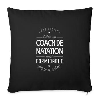 coach natation formidable cadeau sport piscine - Housse de coussin décorative 45 x 45 cm - noir - Devant