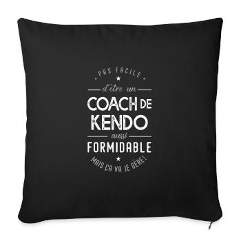 coach Kendo formidable cadeau sport combat - Housse de coussin décorative 45 x 45 cm - noir - Devant