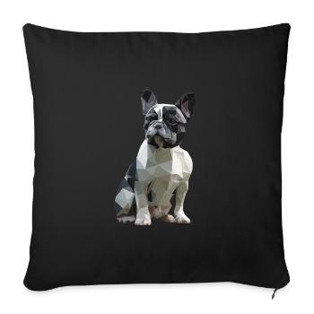 Bouledogue français Low Poly Design - Housse de coussin décorative 45 x 45 cm - noir - Devant
