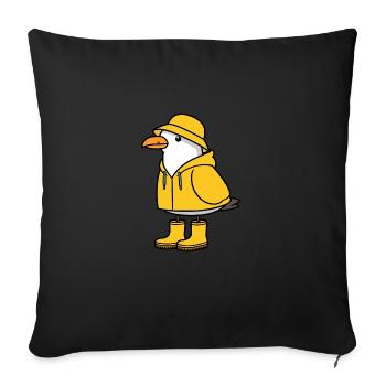 North Sea Rain Seagull Yellow Raincoat Rubber Boots - Sofa pillowcase 17,3'' x 17,3'' (45 x 45 cm) - black - Front