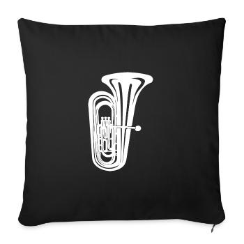Tuba with the deepest tone of all brass instruments - Sofa pillowcase 17,3'' x 17,3'' (45 x 45 cm) - black - Front