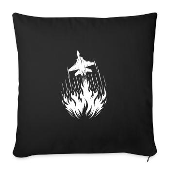 Avion de chasse Modèle D’avion Feu Flammes Vol - Housse de coussin décorative 45 x 45 cm - noir - Devant