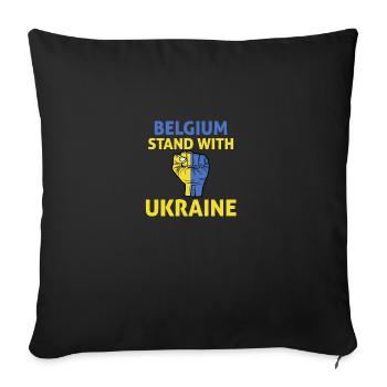 Belgique Ukraine - je soutiens Ukraine - Housse de coussin décorative 45 x 45 cm - noir - Devant