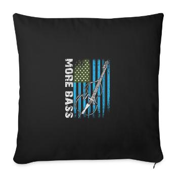 Plus de contrebasse basse avec drapeau américain - Housse de coussin décorative 45 x 45 cm - noir - Devant