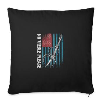 Plus de basses - pas d’aigus - contrebasse avec drapeau - Housse de coussin décorative 45 x 45 cm - noir - Devant