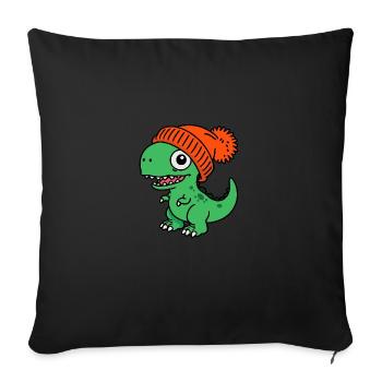 Bonnet T-Rex Baby Dino dinosaure vert - Housse de coussin décorative 45 x 45 cm - noir - Devant