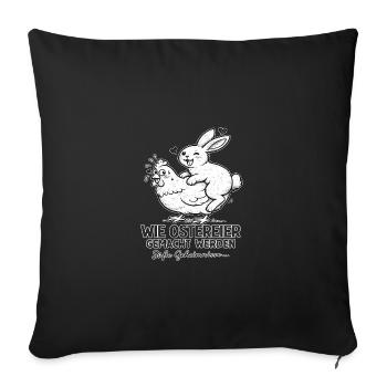 Osterhase und Hühnchen Duo - Sofakissenbezug 45 x 45 cm - Schwarz - Vorne