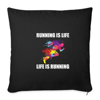 Laufen Rennen Joggen Sport Fitness Design - Sofakissenbezug 45 x 45 cm - Schwarz - Vorne