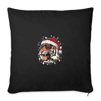 Tiger Christmas Funny - Sofa pillowcase 17,3'' x 17,3'' (45 x 45 cm) - black - Front