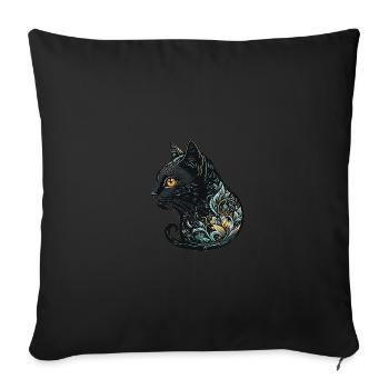 Cat Head Black Cat Bombay Happy Cat Cats - Sofa pillowcase 17,3'' x 17,3'' (45 x 45 cm) - black - Front