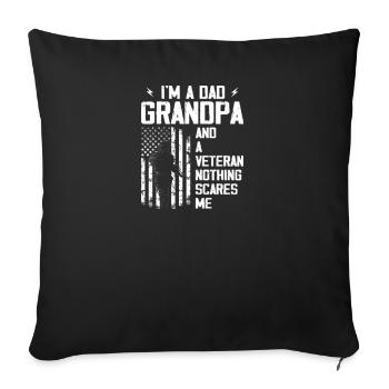 I'm Dad Grandpa & Veteran Fathers Day Papa Grandpa - Housse de coussin décorative 45 x 45 cm - noir - Devant